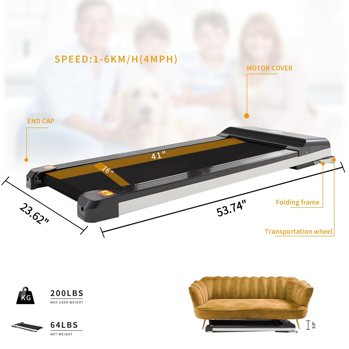 UMAY® foldable electric treadmill + SPAX professional fitness course