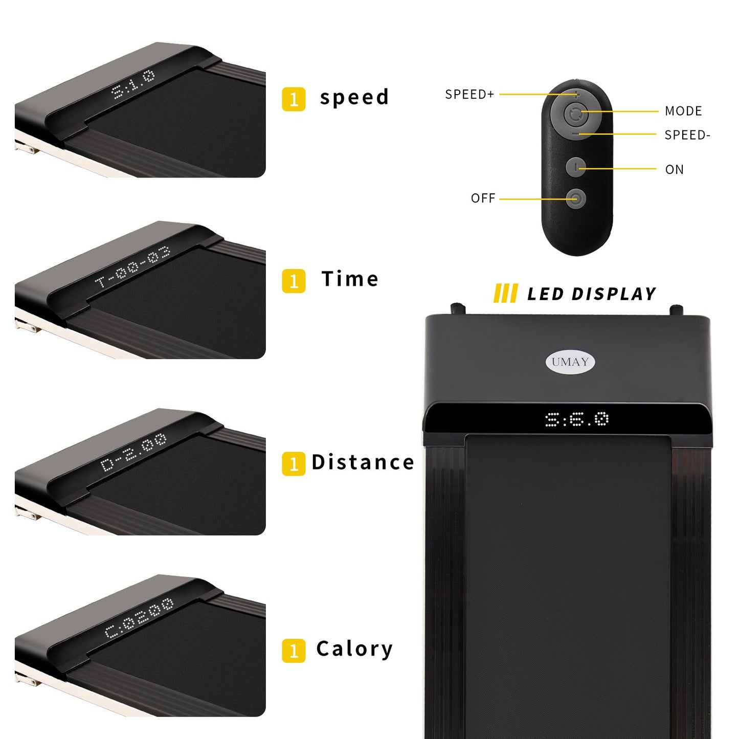 UMAY® foldable electric treadmill + SPAX professional fitness course