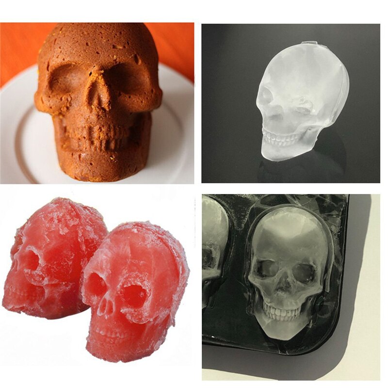 Aomily 3D Skull Shaped Silicone Chocolate Ice Lattice Soap Mould Candy Fondant Cake Mould Silicone Chocolate Cookies DIY Mold