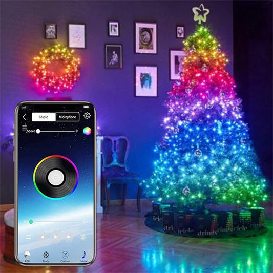 LED String Light Bluetooth App Control Copper Wire String Lamp Waterproof Outdoor Fairy Lights for Christmas Tree Decoration