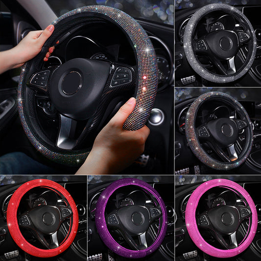 Car Steering Wheel Cover Colorful Crystal Diamond Set